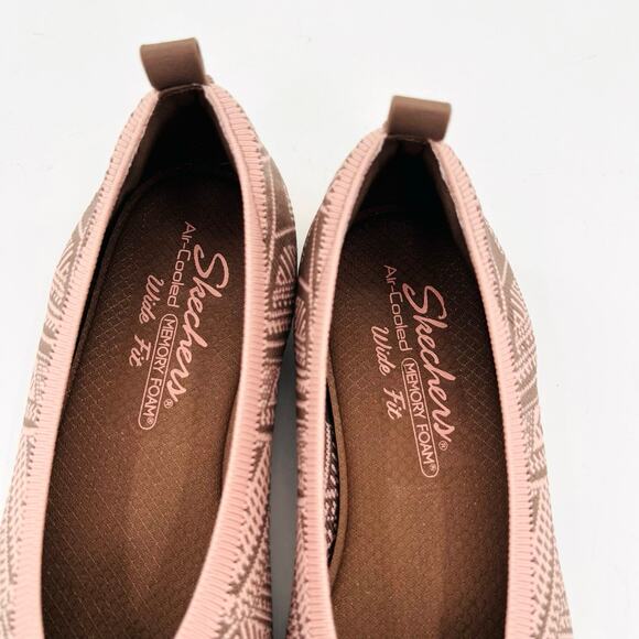 NWOT Skechers Wide Cleo Snip Sweet Class knit women’s skimmers mocha ballet flat - Picture 4 of 10
